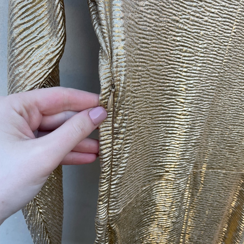 ❌SOLD❌Reformation Metallic Gold Twist Front Slit Gown Maxi Dress - Picture 8 of 8